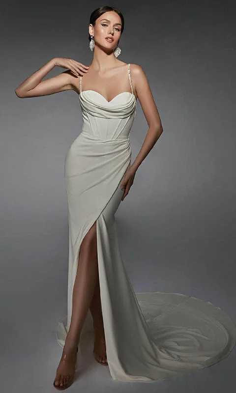 Alyce Paris 7103 - Cowl Neck Spaghetti Strap Wedding Gown High-end party dresses