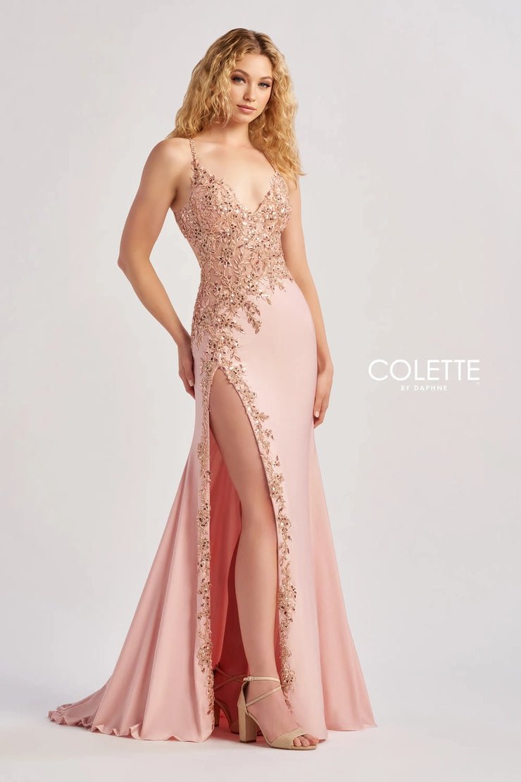 Colette By Daphne CL8535 - Lace Applique Bodice Prom Gown Best party dresses for curvy figures