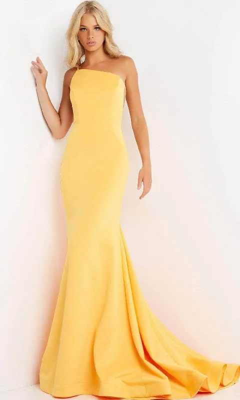 Jovani - One Shoulder Mermaid Prom Gown 06763SC - 1 pc Yellow in Size 8 Available High-end party dresses