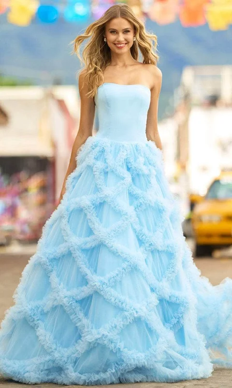 Sherri Hill 55598 - Lattice Ruffles Strapless Ballgown Best party dresses for wedding guests