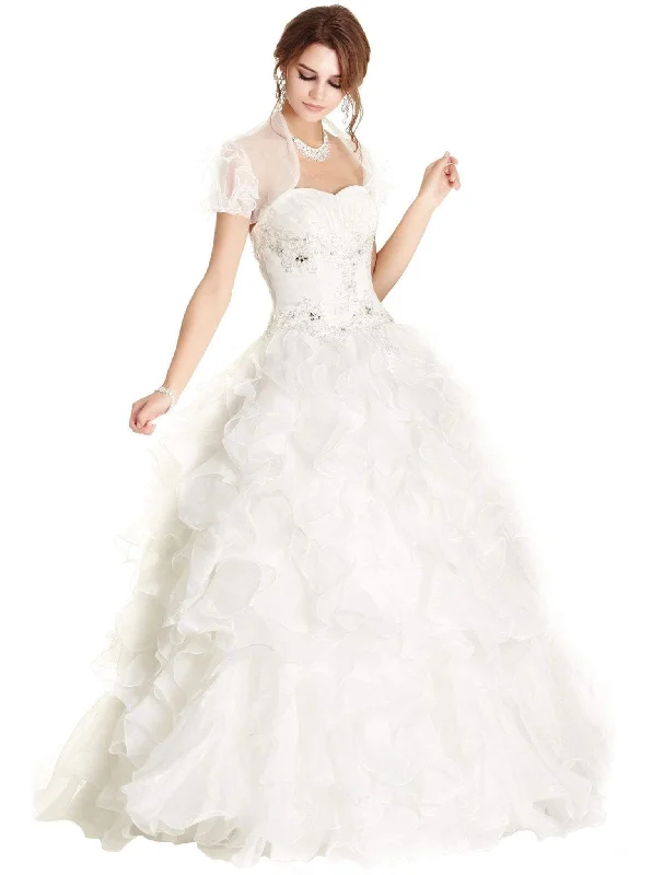 Trevi Collection - Ornate Ruffled Quinceanera Ballgown With Bolero Preppy party dresses