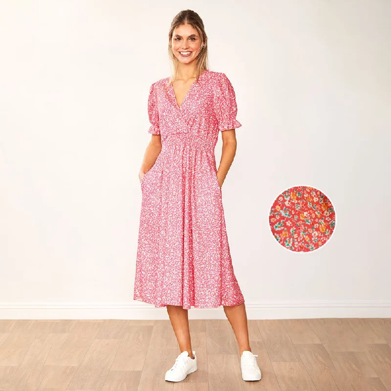 Belle Dress (Pink Floral) Wedding guest floral dresses