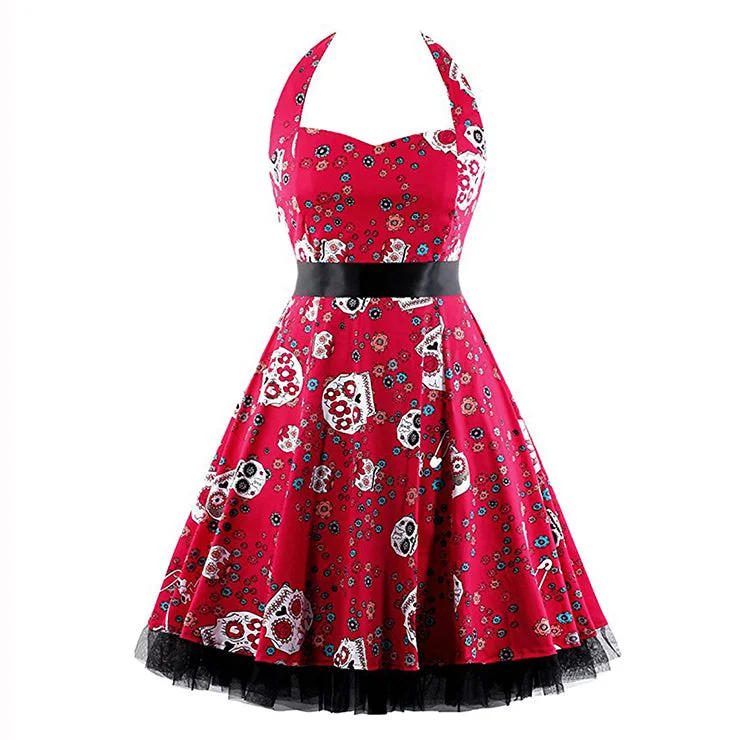 Day of the Dead Print Dress Preppy floral dresses