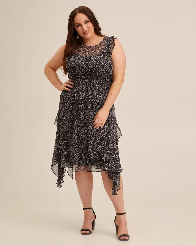 Sheer Ruffle Nursing Dress - Black Floral Smocked floral dresses