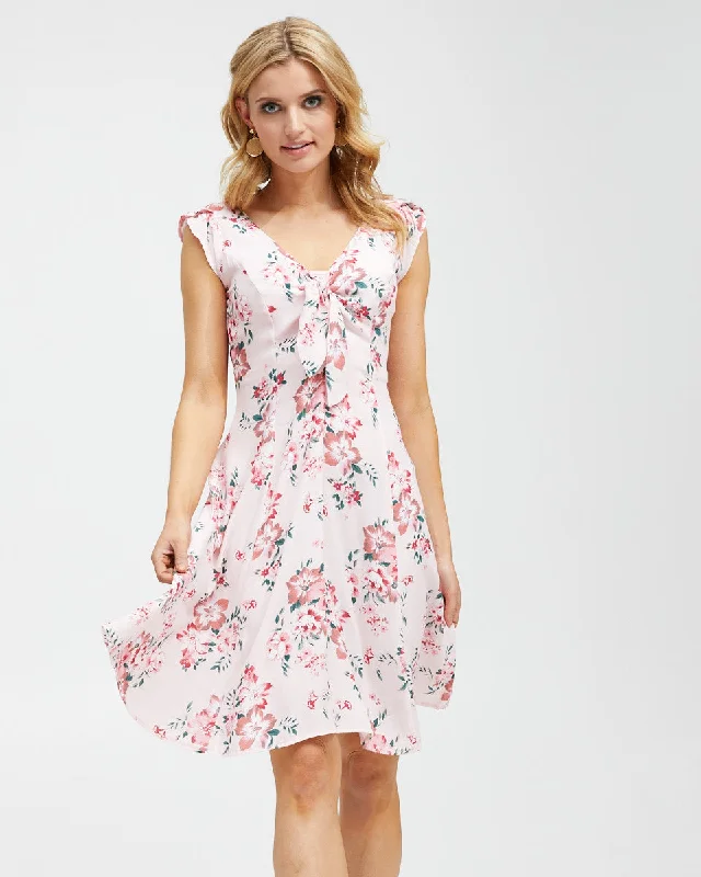 Tie Front Nursing Dress - Pink Floral Tiered floral dresses