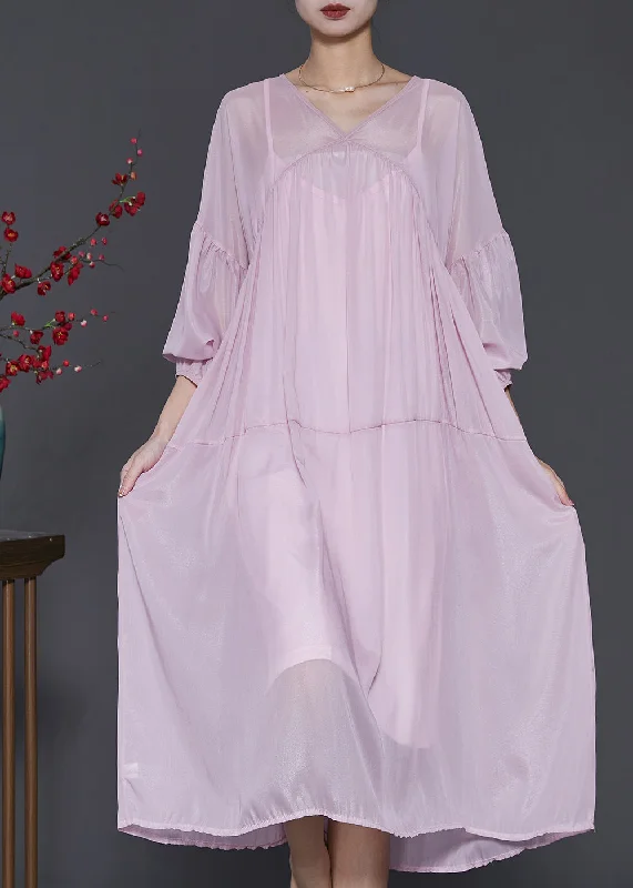 Light Purple Chiffon Dress Two Pieces Set Oversized Lantern Sleeve SD1009 Vintage unclassified dresses