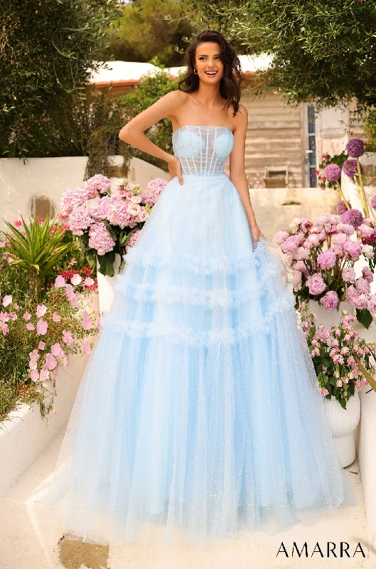 Strapless Corset A-line Flounced Gown by Amarra 88794 Off-shoulder unclassified dresses