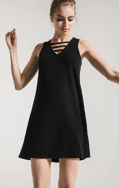 Z Supply Black Soft Spun Knit Dress Metallic unclassified dresses