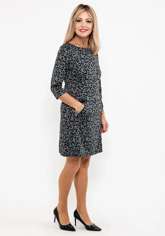 Seventy1 Cheetah Print Mini Dress, Grey & Black Skirt with Buttons