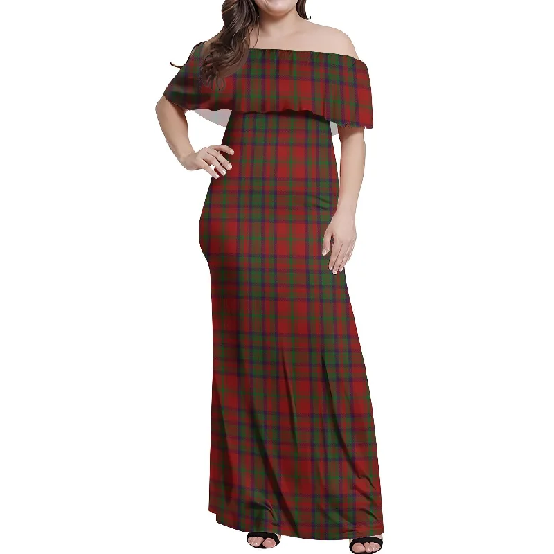 Matheson Dress Tartan Off Shoulder Long Dress Bohemian Maxi Skirt