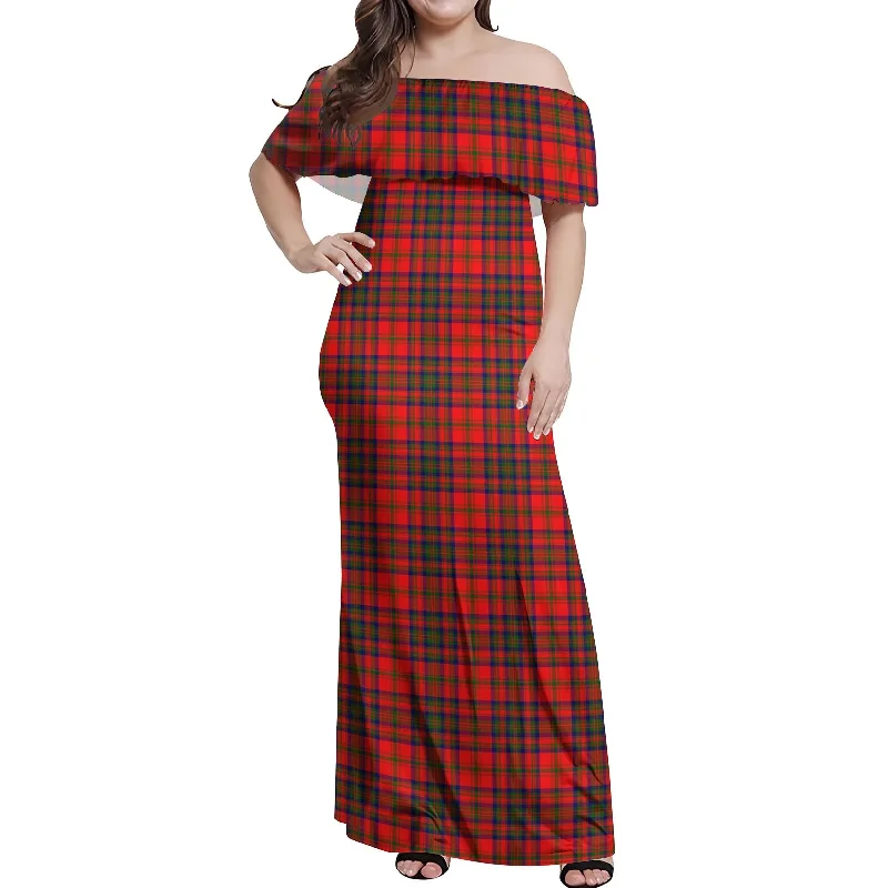 Matheson Tartan Off Shoulder Long Dress Lace Maxi Skirt