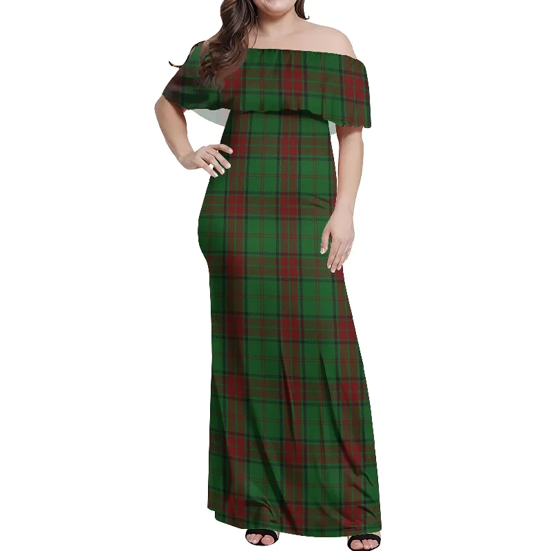 Maxwell Hunting Tartan Off Shoulder Long Dress Maxi Skirt Classic