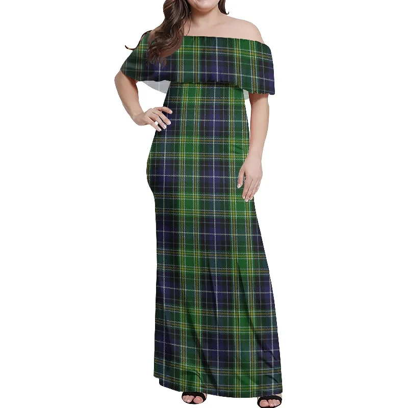 McKellar Tartan Off Shoulder Long Dress Maxi Skirt Outfit