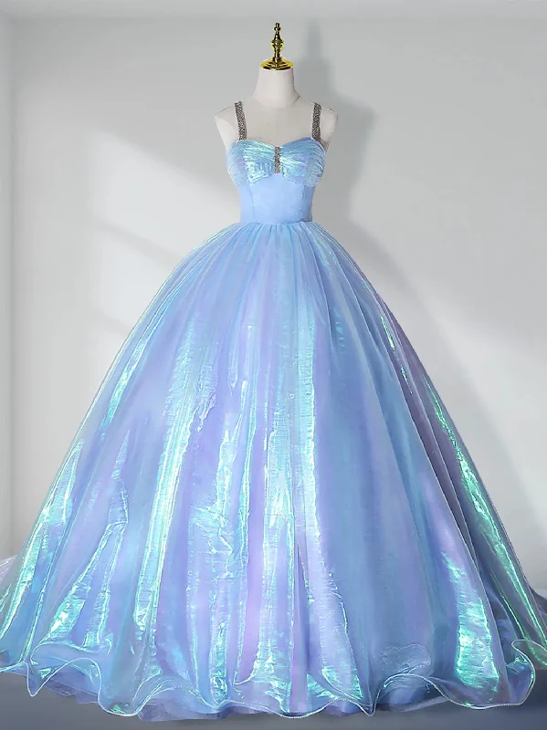 Sky Blue Sweetheart Neck Long Prom Quinceanera Dresses Silk Maxi Skirt