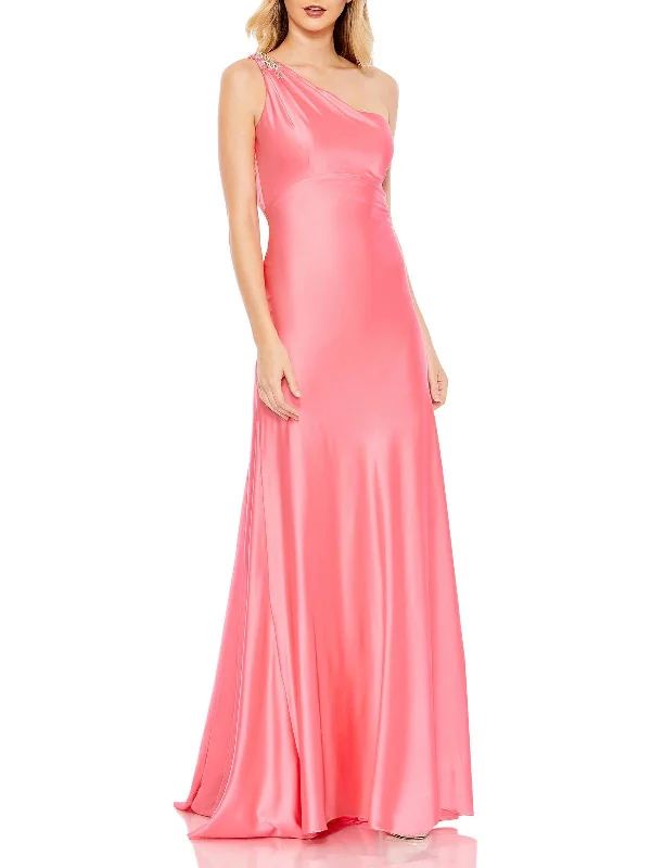 Womens One Shoulder Long Evening Dress Maxi Skirt Glam