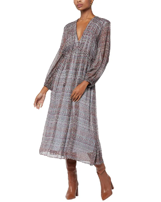 Joie Alquina Silk Midi Dress Soft Denim Midi