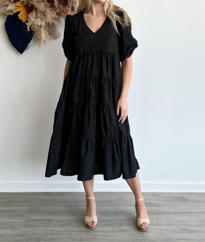 Reagan Midi Dress In Black Midi Skirt Blouse