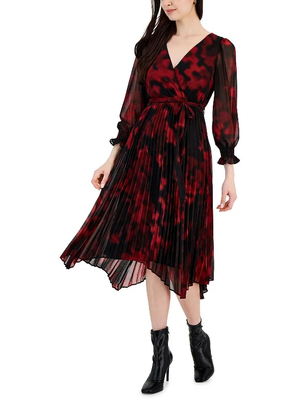 Womens Handkerchief Hem Midi Wrap Dress Midi Skirt Casual