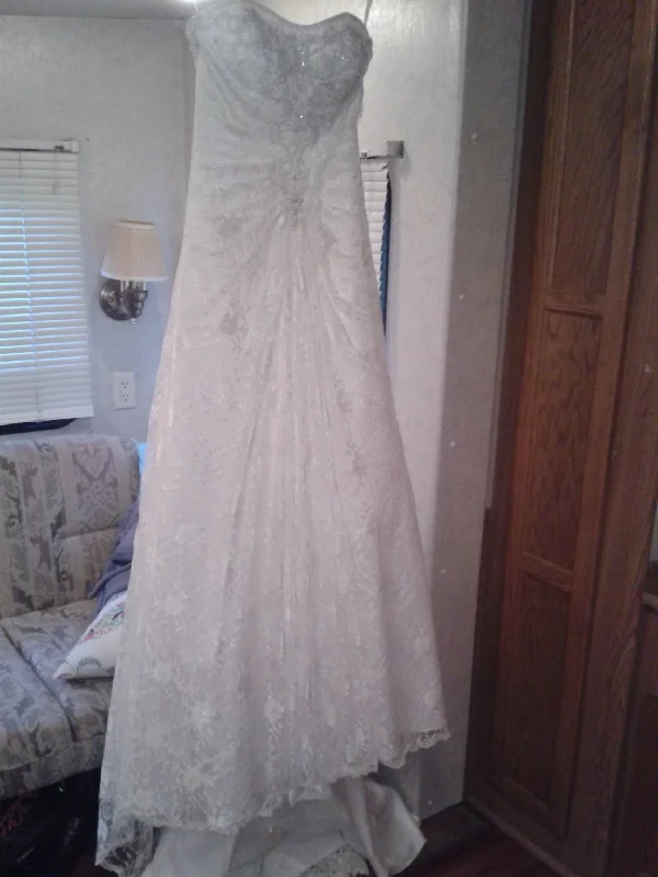 David's Bridal Allover lace A-line gown with beaded motif detail/ Sexy Lace Dress