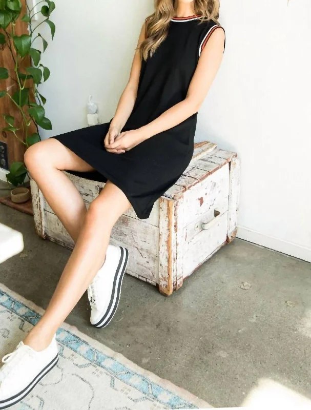 Knit Tank Dress In Black Chic Casual Tank Dress