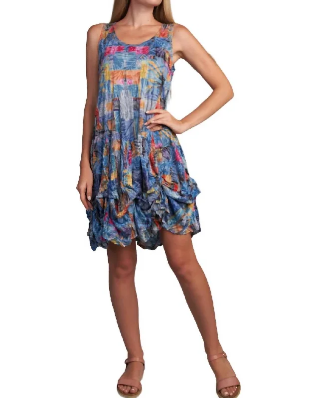 Short Crinkle Tank Dress In Blue Trendy Tank Dress Look